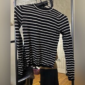 Brandy Melville Black and White Striped Long Sleeve Tee